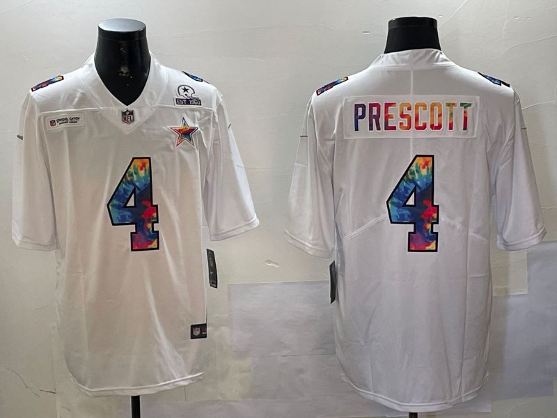 Men Dallas Cowboys #4 Prescott White Rainbow 2024 Nike Limited NFL Jersey style 01082->dallas cowboys->NFL Jersey